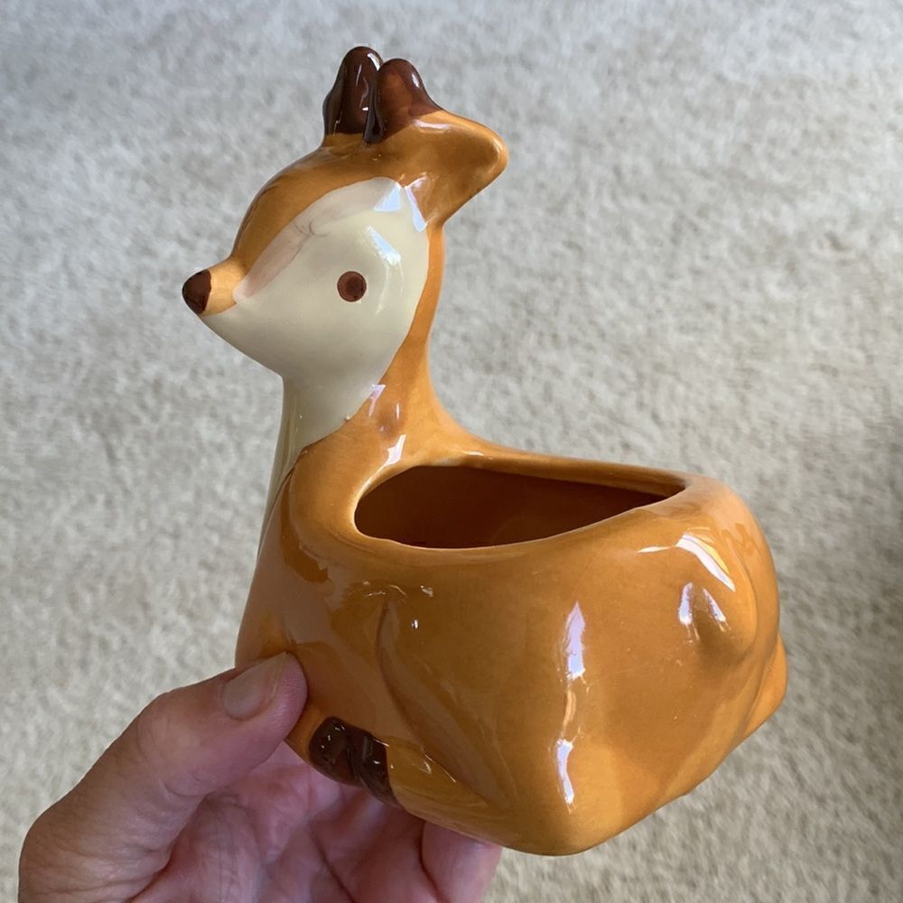 Vintage Hand Painted Deer Planter. Cute for succulents or plants window‎ decor - Picture 7 of 7